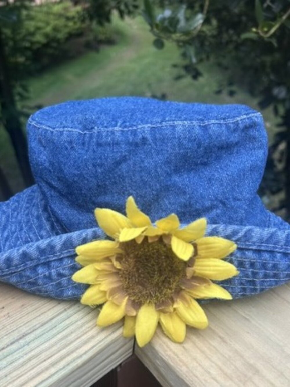 BETMAR New York Blue Denim Sunflower Bucket HAT